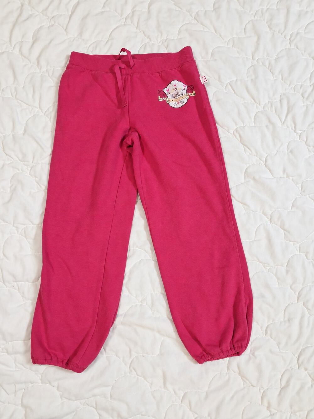 Vintage Y2K L.E.I. Girls 10/12 Pink Rhinestone Graphic Sweatpants